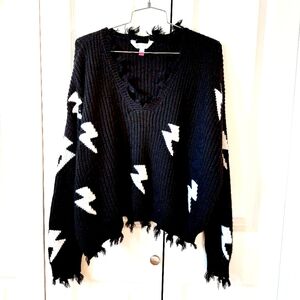 David Rose Destructed Lightning Bolt Sweater Schitts Creek XL (15-17) No Boundar